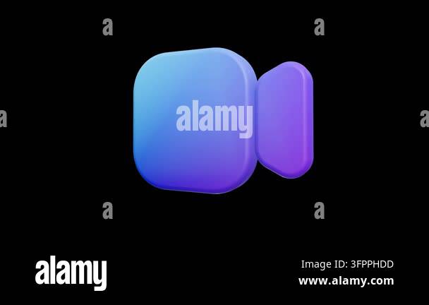 3D rendered glossy blue and purple video conference camera icon Stock ...