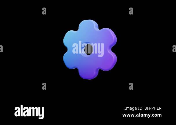 3D blue and purple gradient six-petal flower icon Stock Video Footage ...