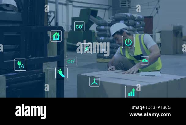 Vertical video: Warehouse worker using clipboard checking box logging ...