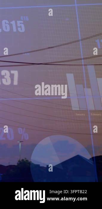Vertical video: Camera panning from tree, pylons moving across data ...