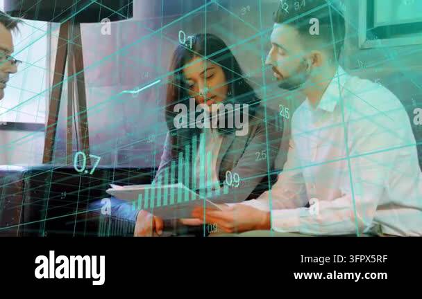 Overlay Html Over Video Woman reading papers and pointing, initiating animated charts over docs ...