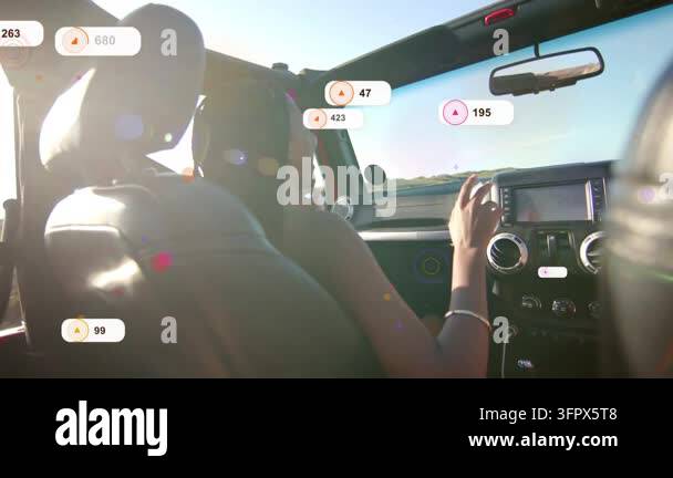 Infointment Vector Passenger tapping infotainment to control music and causing social ...