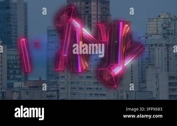 Animation of illuminated pink abstract pattern moving over modern ...