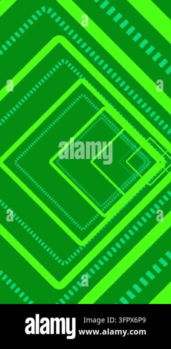 Animation of moving shapes on green background. retro future and ...