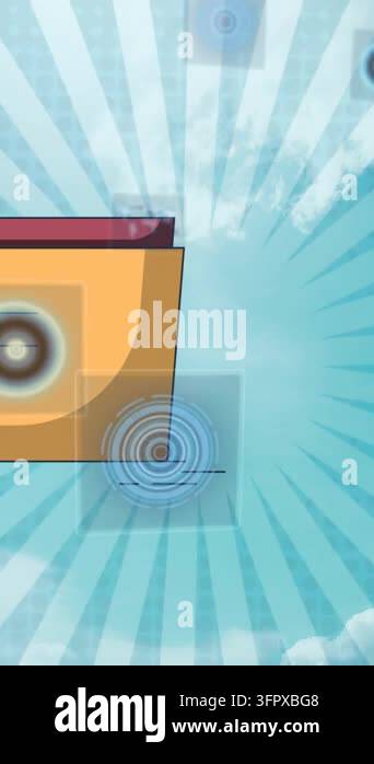 Foloder Background Animation of folder and digital screens on blue background. global ...