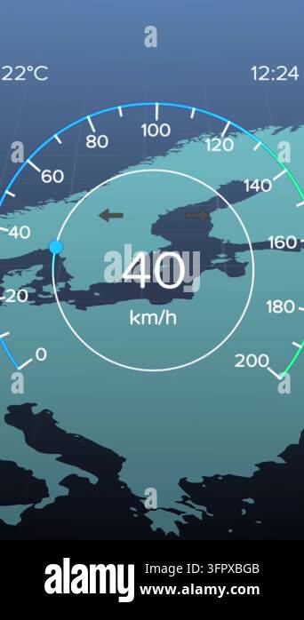 Animation of network of connections with icons over scope scanning ...