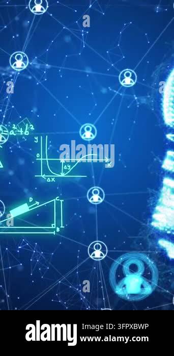 Animation of light bulb, connections and data processing. Global ...