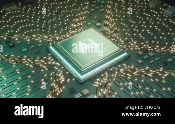 AI chip LLM CPU GPU tech bg able to loop endless 4k Stock Video Footage ...