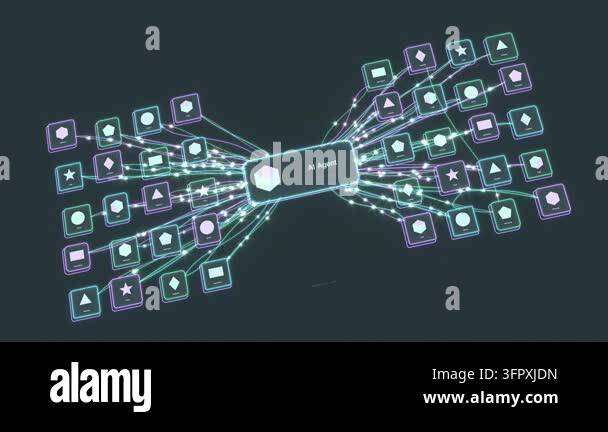 AI agent flow connections workflow data bg able to loop endless 4k ...