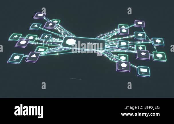 AI LLM agent flow workflow data bg able to loop endless 4k Stock Video ...