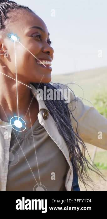 Corn Rows Stock Image Vertical video: Woman turning, reaching, causing blue net overlay ...