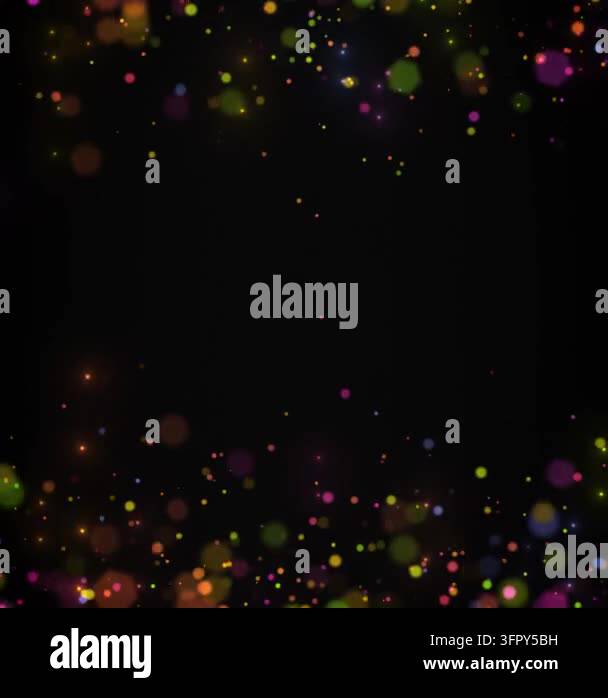 Video animation of rainbow color glitter particles with defocused bokeh ...