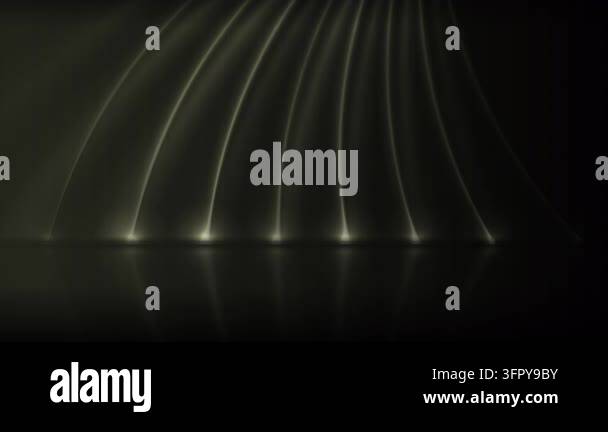 Grey sepia toned neon waves with reflection. Abstract shiny technology ...