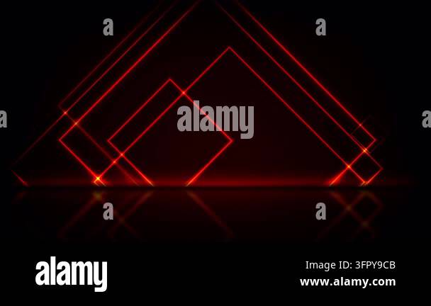 Red neon squares abstract technology background. Futuristic glowing ...