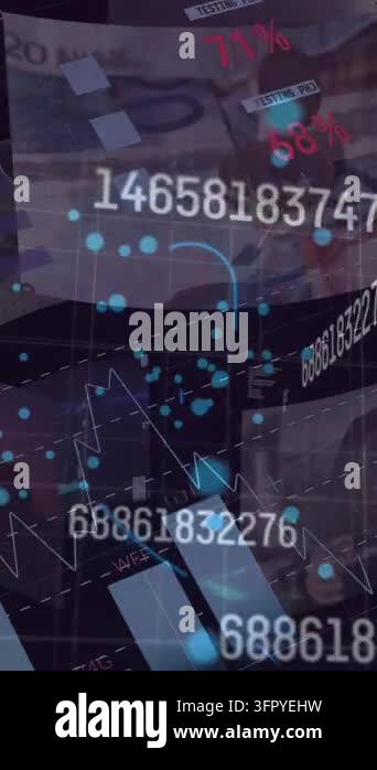 Animation of rotating hud interface, graphs, database and padlock in ...