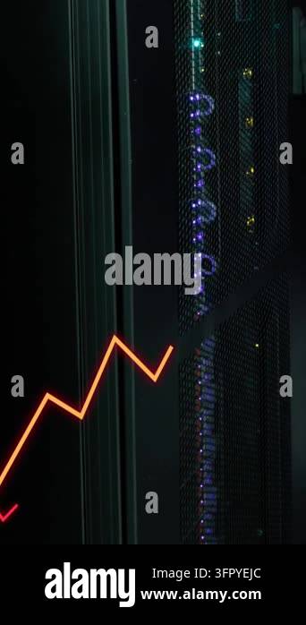Animation of statistical data processing against computer server room ...