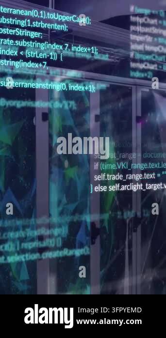 Animation of data processing over computer servers. Global business ...