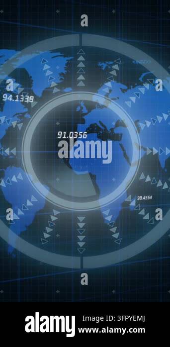 Image Computer Scannner Animation of interface with round scanner and data processing over ...