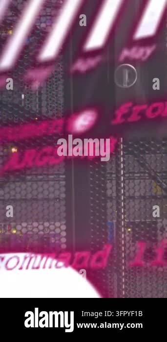 Animation of data processing over computer servers. Global business ...