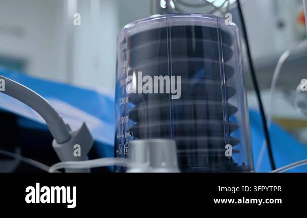 Medical Instrument Signage Lung ventilator bellows on an anesthesia machine inside a medical or ...