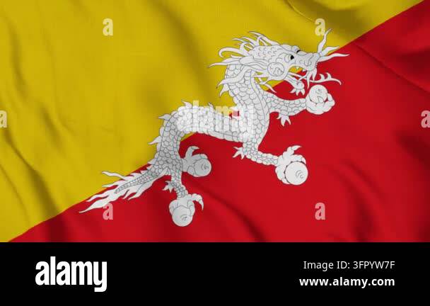 Comp Animated Background Bhutan flag waving fabric background. 3D animation Stock Video Footage ...