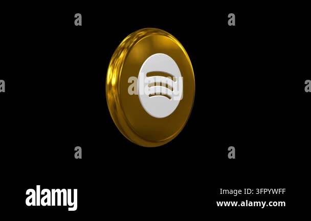 Gold coin icon displaying Spotify logo Stock Video Footage - Alamy