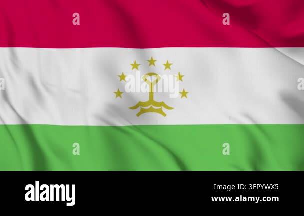 Comp Animated Background Tajikistan flag waving fabric background. 3D animation Stock Video ...