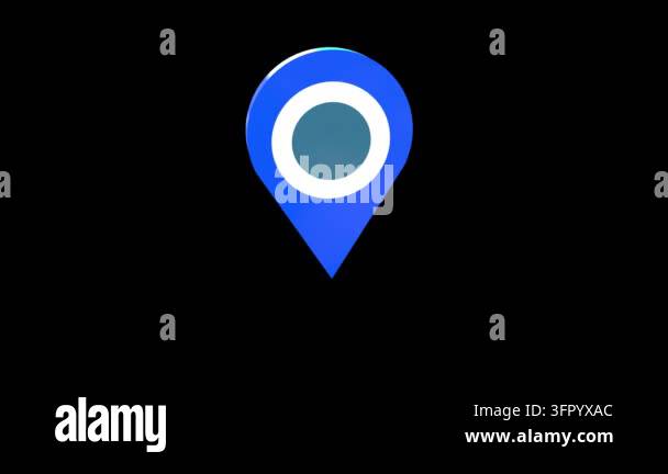 blue location pin icon over black background Stock Video Footage - Alamy