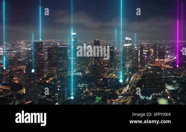 Smart city network connection with futuristic data streaming ...