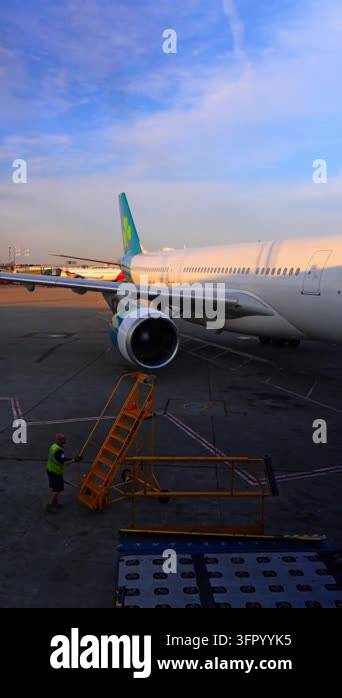 Chicago, USA, 9 May 2026 : Aer Lingus Airbus A330 beside airport ground ...