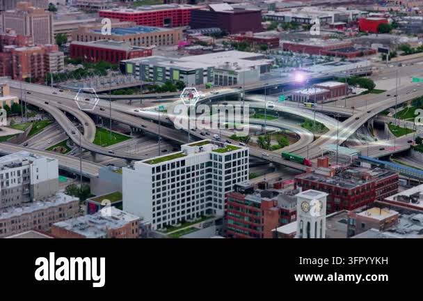 Autonomous self driving cars navigating Chicago highway interchange ...