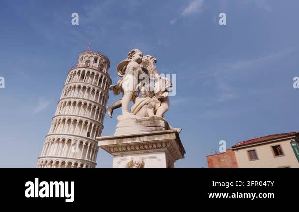 Revers Icon Reverse low angle orbit around Fontana dei Putti statue framing Leaning ...