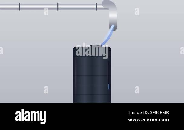 3D motion graphic animation of a black battery icon charging with a ...