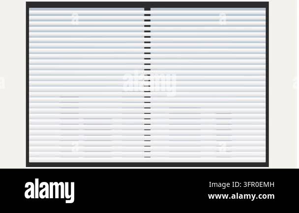 Minimalist flat vector animation showing white horizontal window blinds ...