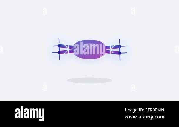 Futuristic eVTOL Aircraft Icon with Spinning Glowing Propellers and ...