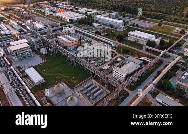Service Processing Framework Pipeline network connecting buildings in an industrial complex. High ...