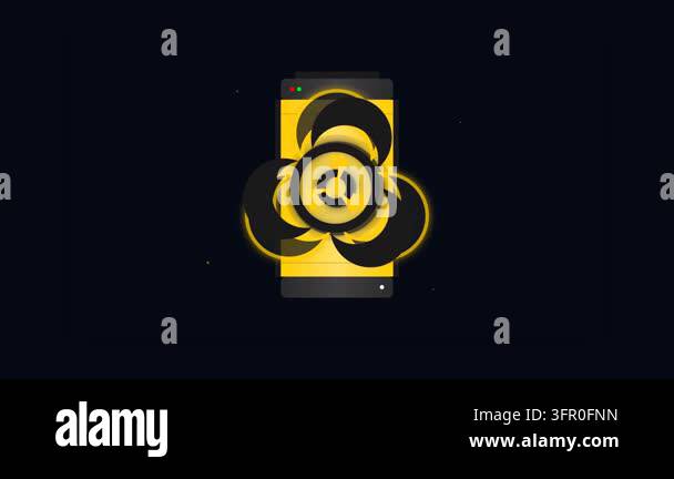 Digital Biohazard Containment Canister with Pulsing Warning Symbol and ...