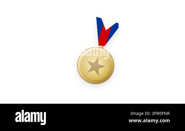 Gold Achievement Medal Icon Swinging Smoothly on White Background Stock ...