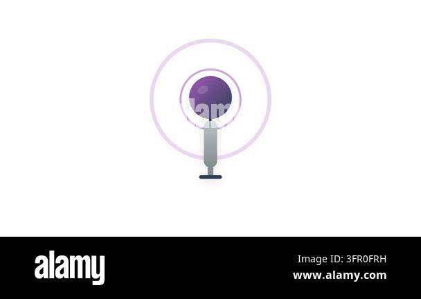 Professional Podcast Microphone Icon with Pulsating Purple Sound Waves ...