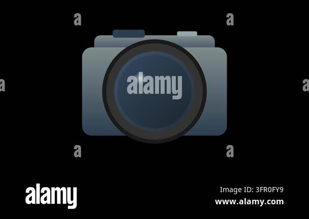 Silver Photographic Camera Icon with Smoothly Opening and Closing Lens ...
