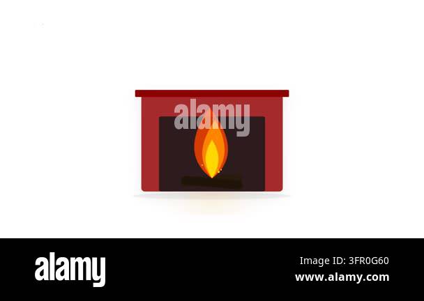 Stylized Fireplace with Animated Dancing Orange Flames and Floating ...