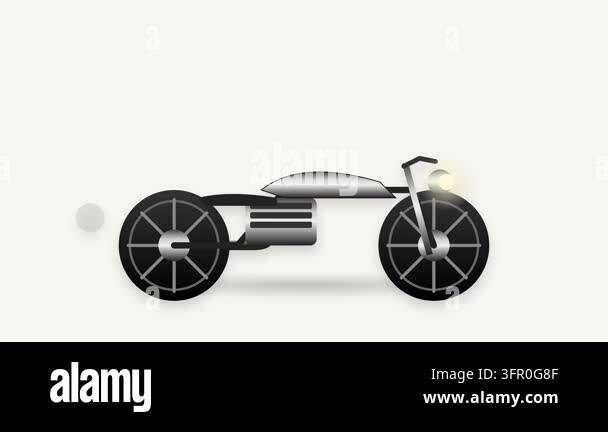 Chrome and Black Cruiser Motorcycle with Spinning Wheels and Pulsing ...