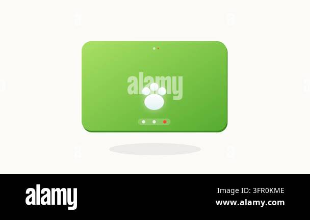 Veterinary Telehealth Video Screen Icon with Glowing Paw Print and Soft ...