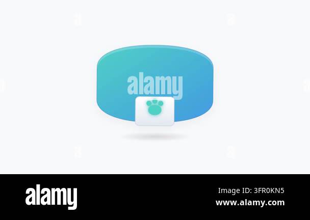 Smart Pet Collar Icon with Glowing Paw Print and Teal Blue Gradient ...