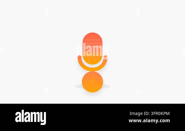 Flat Gradient Podcast Microphone Icon with Pulsing Coral Sound Waves on ...