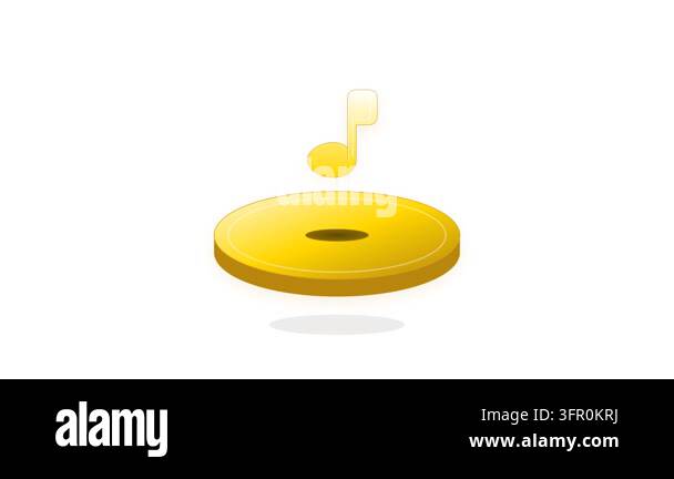 Golden Musical Note Dropping Into Royalty Coin Icon with Smooth ...