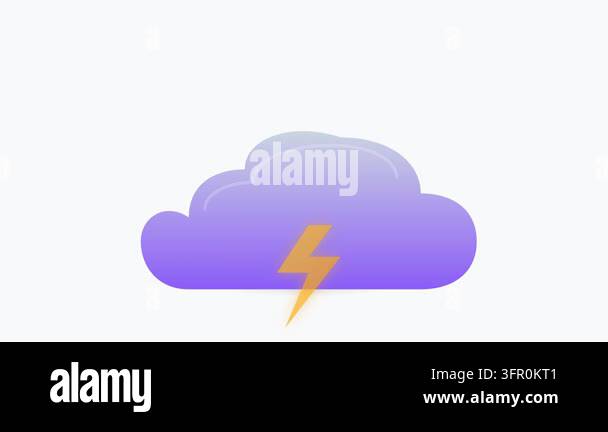 Weather Alert Storm Cloud Icon with Glowing Lightning Bolt and Gradient ...