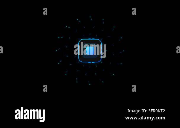 2D Rounded Artificial Intelligence Chip Icon with Cyan Blue Gradient ...