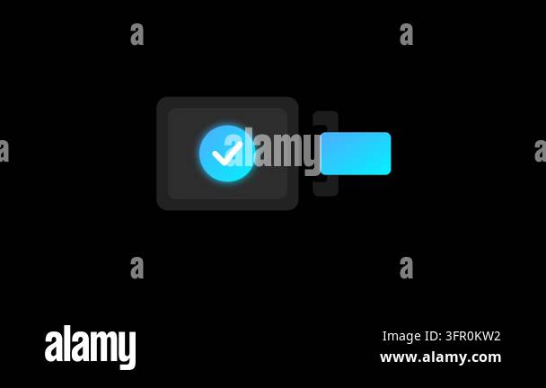 Smart Door Lock Bolt Sliding Animation with Glowing Teal Checkmark ...