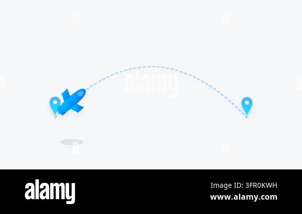 Minimalist Aviation Icon Gliding on Curved Trajectory Between ...